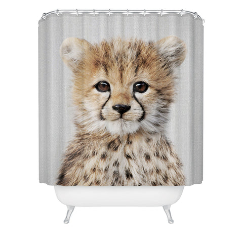 Gal Design Baby Cheetah Colorful Shower Curtain