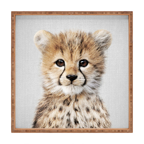 Gal Design Baby Cheetah Colorful Square Tray