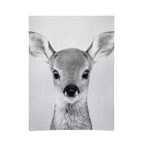 Gal Design Baby Deer Black White Poster