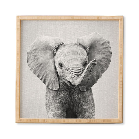 Gal Design Baby Elephant Black White Framed Wall Art