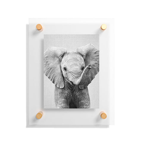 Gal Design Baby Elephant Black White Floating Acrylic Print