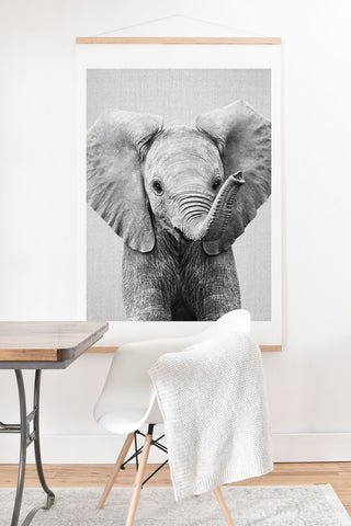 Gal Design Baby Elephant Black White Art Print And Hanger