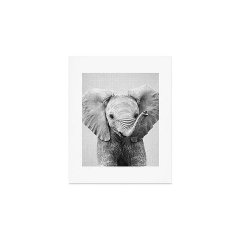 Gal Design Baby Elephant Black White Art Print