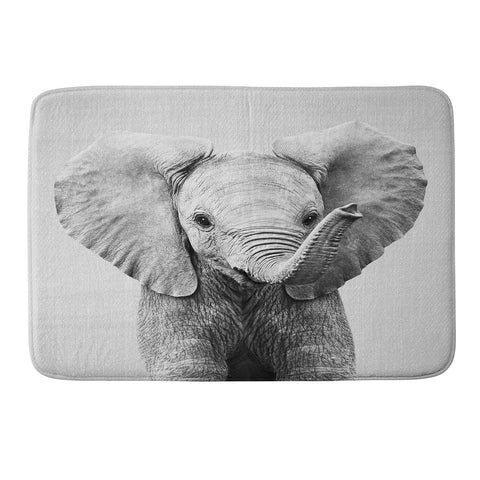 Gal Design Baby Elephant Black White Memory Foam Bath Mat