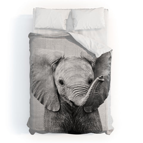 Gal Design Baby Elephant Black White Comforter
