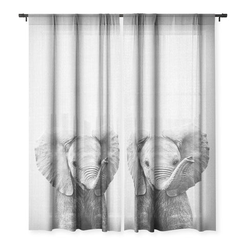 Gal Design Baby Elephant Black White Sheer Non Repeat