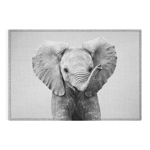 Gal Design Baby Elephant Black White Outdoor Rug