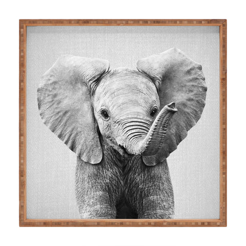 Gal Design Baby Elephant Black White Square Tray