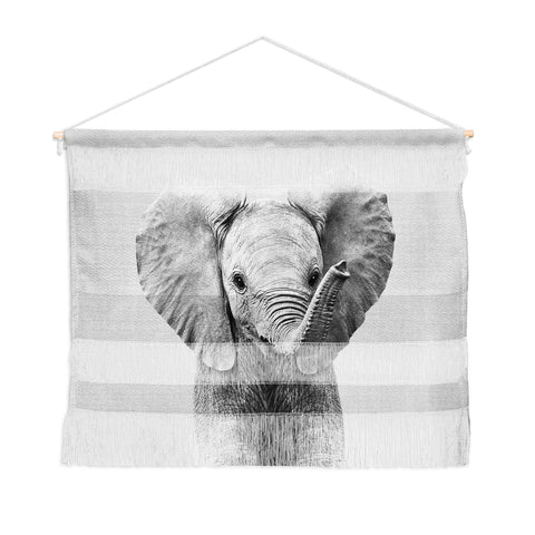 Gal Design Baby Elephant Black White Wall Hanging Landscape