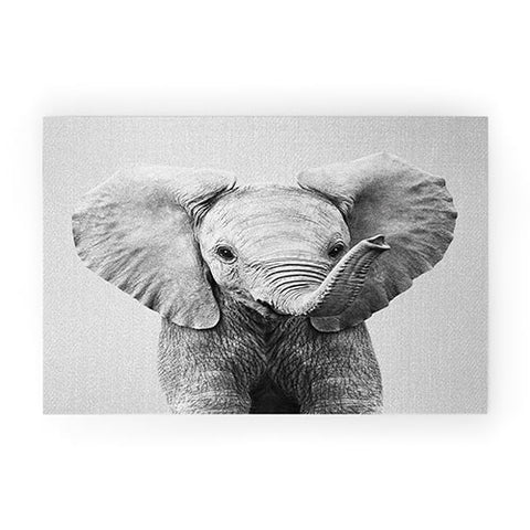 Gal Design Baby Elephant Black White Welcome Mat
