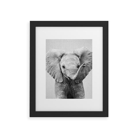 Gal Design Baby Elephant Black White Framed Art Print