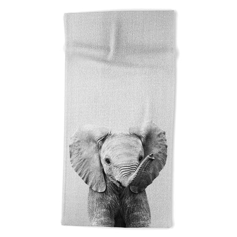 Gal Design Baby Elephant Black White Beach Towel
