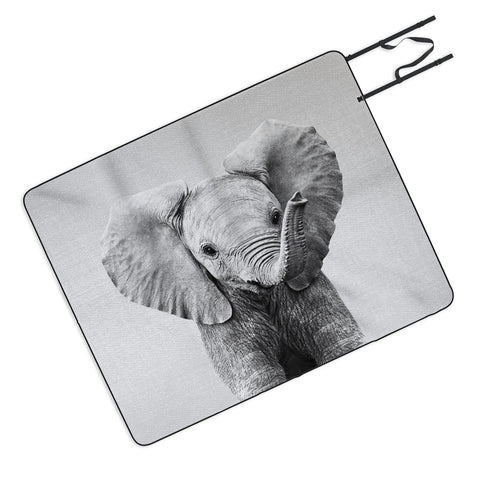 Gal Design Baby Elephant Black White Picnic Blanket