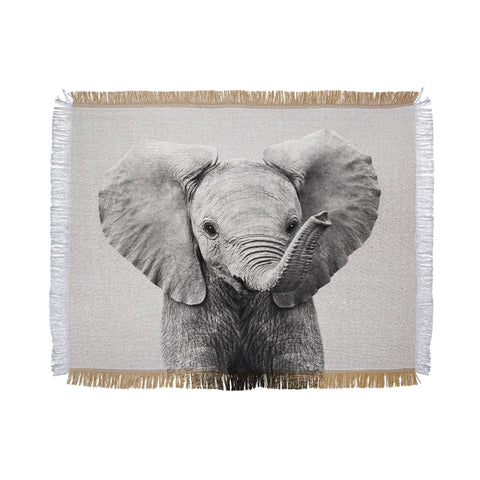 Gal Design Baby Elephant Black White Throw Blanket