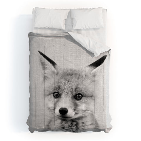Gal Design Baby Fox Black White Comforter