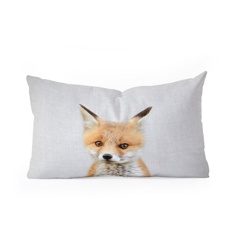 Gal Design Baby Fox Colorful Oblong Throw Pillow