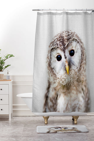 Gal Design Baby Owl Colorful Shower Curtain And Mat