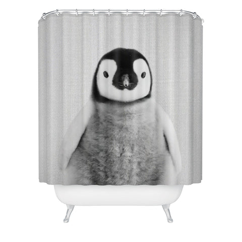 Gal Design Baby Penguin Black White Shower Curtain