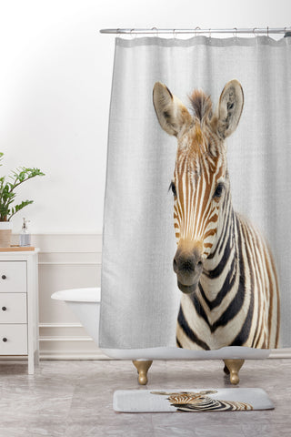 Gal Design Baby Zebra Colorful Shower Curtain And Mat