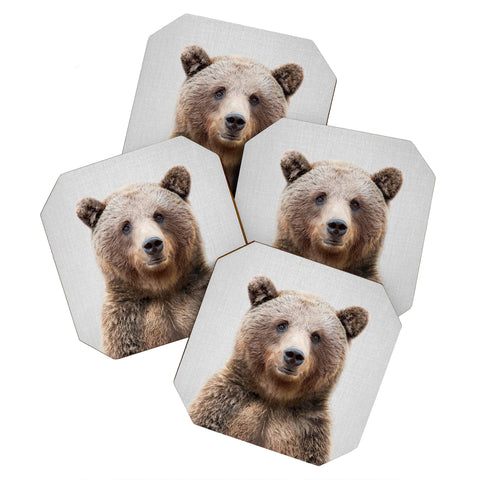 Gal Design Grizzly Bear Colorful Coaster Set