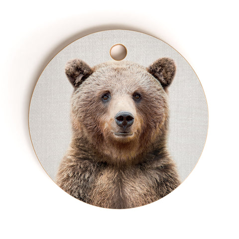 Gal Design Grizzly Bear Colorful Cutting Board Round
