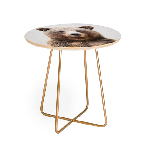 Gal Design Grizzly Bear Colorful Round Side Table