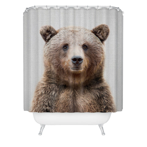 Gal Design Grizzly Bear Colorful Shower Curtain