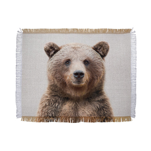 Gal Design Grizzly Bear Colorful Throw Blanket