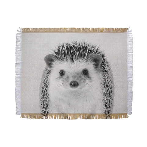 Gal Design Hedgehog Black White Throw Blanket