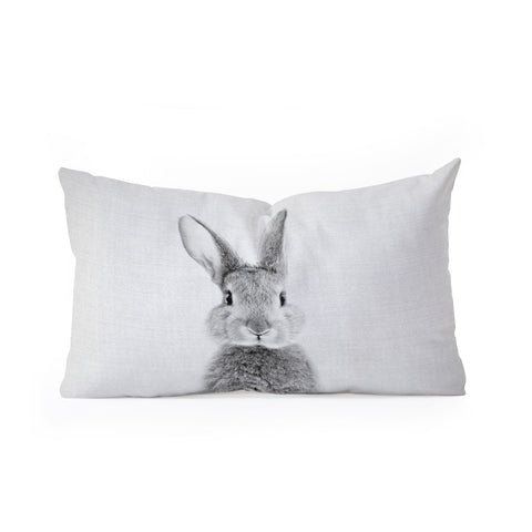 Gal Design Rabbit Black White Oblong Throw Pillow