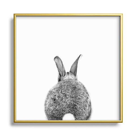 Gal Design Rabbit Tail Black White Metal Square Framed Art Print