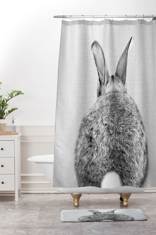 Gal Design Rabbit Tail Black White Shower Curtain And Mat