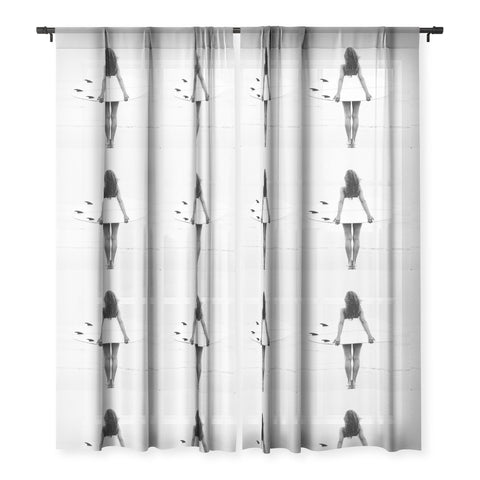 Gal Design Surf Girl Sheer Window Curtain