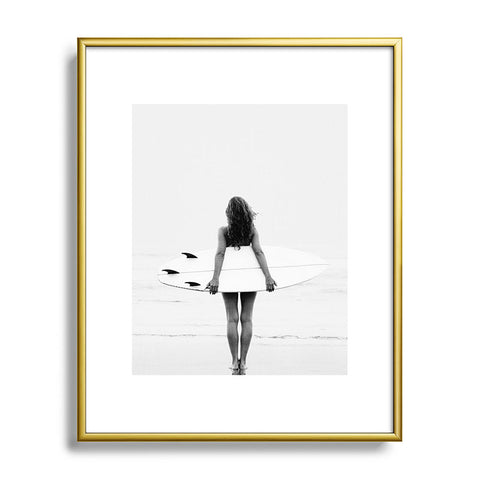 Gal Design Surf Girl Metal Framed Art Print