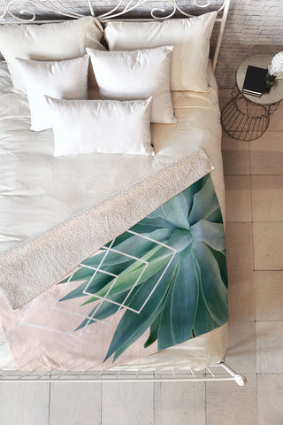 Gale Switzer Agave geometrics peach Fleece Throw Blanket