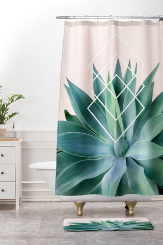 Gale Switzer Agave geometrics peach Shower Curtain And Mat