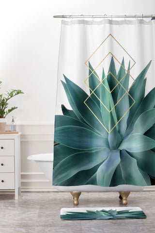 Gale Switzer Agave geometrics Shower Curtain And Mat