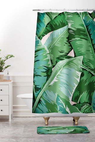 Gale Switzer Banana leaf grandeur II Shower Curtain And Mat