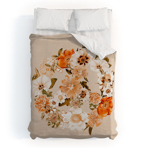 Gale Switzer Botanica bohemian Peace sign Duvet Cover
