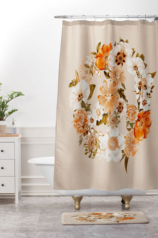 Gale Switzer Botanica bohemian Peace sign Shower Curtain And Mat