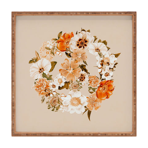 Gale Switzer Botanica bohemian Peace sign Square Tray