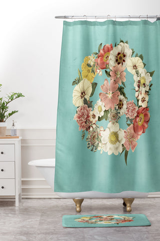 Gale Switzer Botanica Peace sign Shower Curtain And Mat