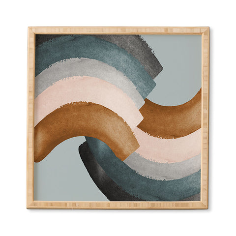 Gale Switzer Brushstroke rainbows teal Framed Wall Art