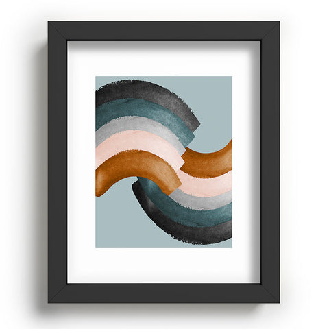 Gale Switzer Brushstroke rainbows teal Recessed Framing Rectangle