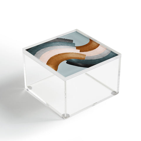 Gale Switzer Brushstroke rainbows teal Acrylic Box