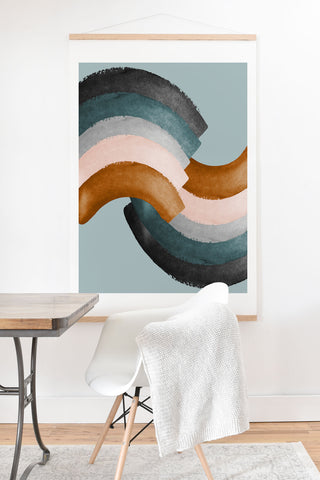 Gale Switzer Brushstroke rainbows teal Art Print And Hanger