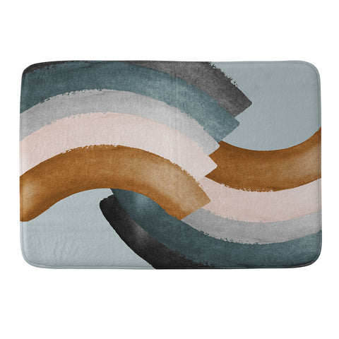 Gale Switzer Brushstroke rainbows teal Memory Foam Bath Mat