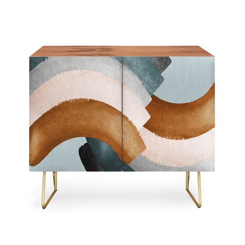 Gale Switzer Brushstroke rainbows teal Credenza