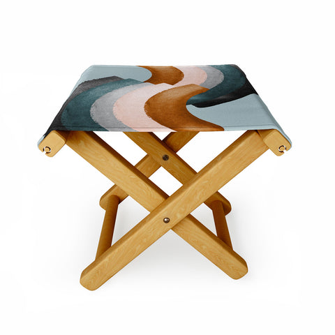 Gale Switzer Brushstroke rainbows teal Folding Stool