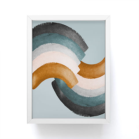 Gale Switzer Brushstroke rainbows teal Framed Mini Art Print
